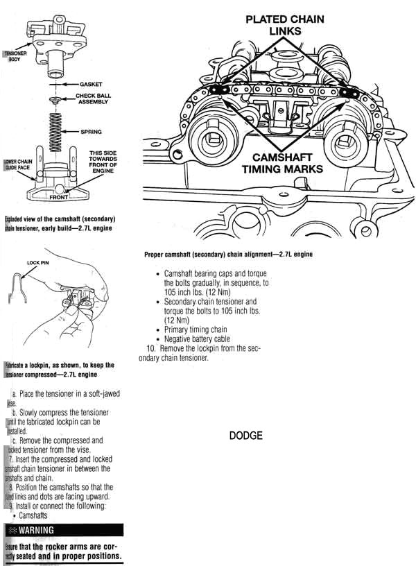 Dodge 2.7L- Arbol de levas - Alignment timing marks